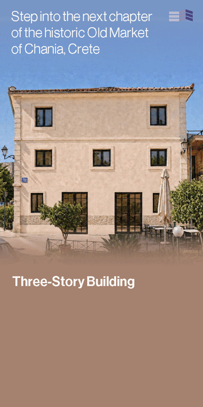 Three-story building next to the Old Municipal Market of Chania. Three-story building next to the Old Municipal Market of Chania.